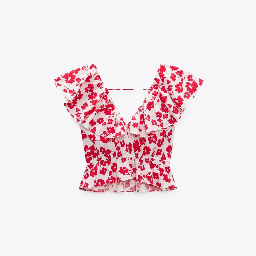 Zara Ruffled Print Blouse - Picture 6 of 9